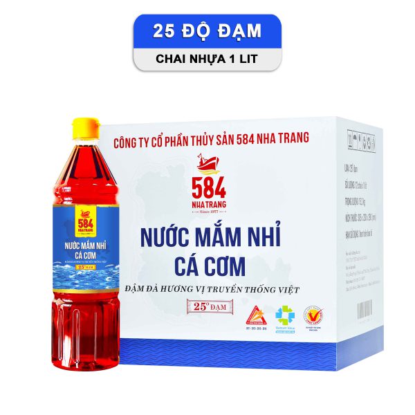 Nước mắm 584 Nha Trang 25 độ đạm (1 Lít) - Thùng 12 chai - P1025