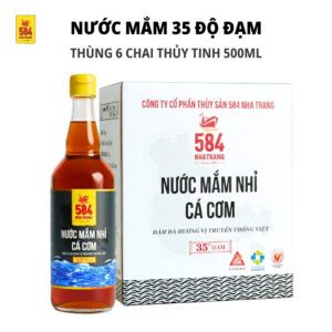 Nước mắm Nhỉ Cá cơm 584 Nha Trang 35 độ đạm - Thùng 6 chai thủy tinh 500ml - T0535