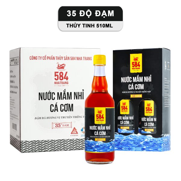 Nước mắm Nhỉ Cá cơm 584 Nha Trang 35 độ đạm (510 ml) - Thùng 6 chai - T0535