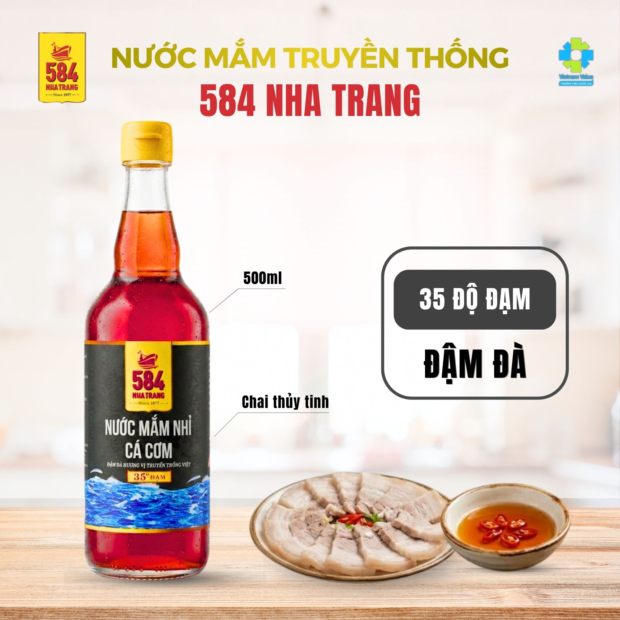 Nước mắm Nhỉ Cá cơm 584 Nha Trang 35 độ đạm - Thùng 6 chai thủy tinh 500ml - T0535 - Ảnh 6