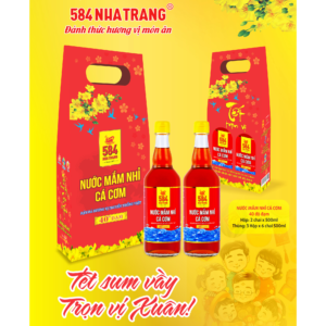 Nước mắm 584 Nha Trang 40 độ đạm - Hộp 2 Chai Thủy Tinh (510 ml) T0540-2