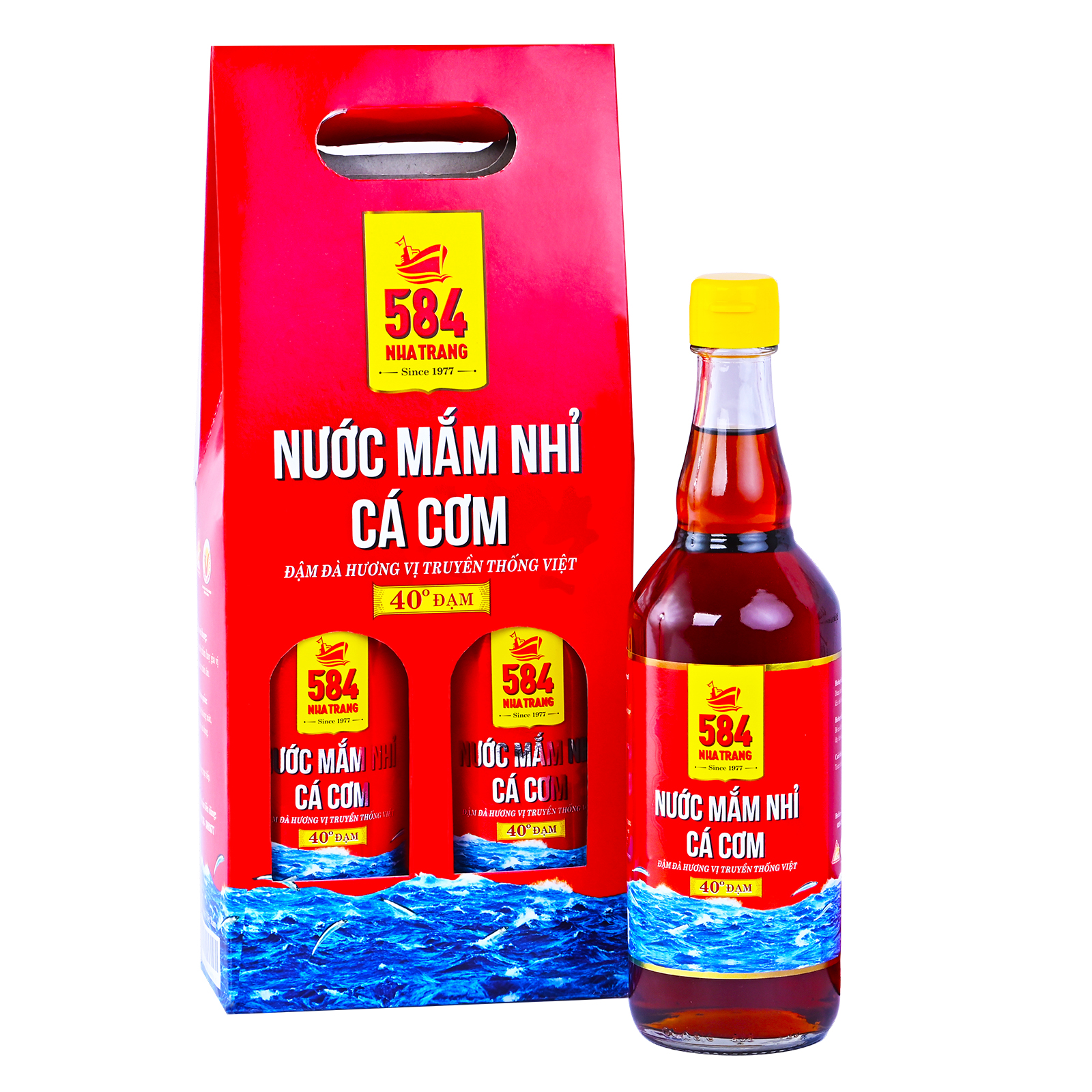 Nước mắm 584 Nha Trang 40 độ đạm - Hộp 2 Chai Thủy Tinh (510 ml) T0540-2 - Ảnh 3