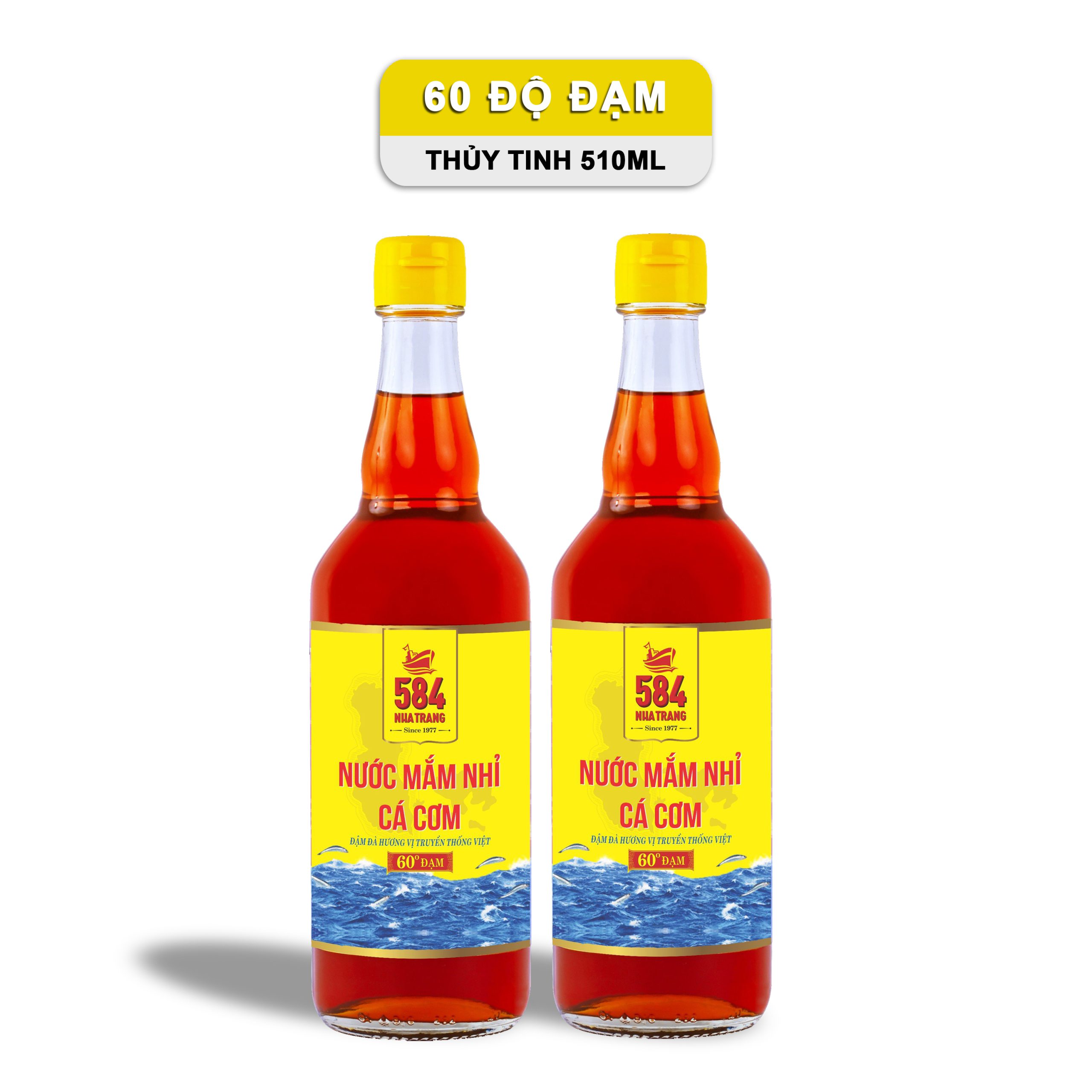 Nước mắm 584 Nha Trang 60 độ đạm - Hộp 2 chai Thủy Tinh (510 ml) T0560-2 - Ảnh 2