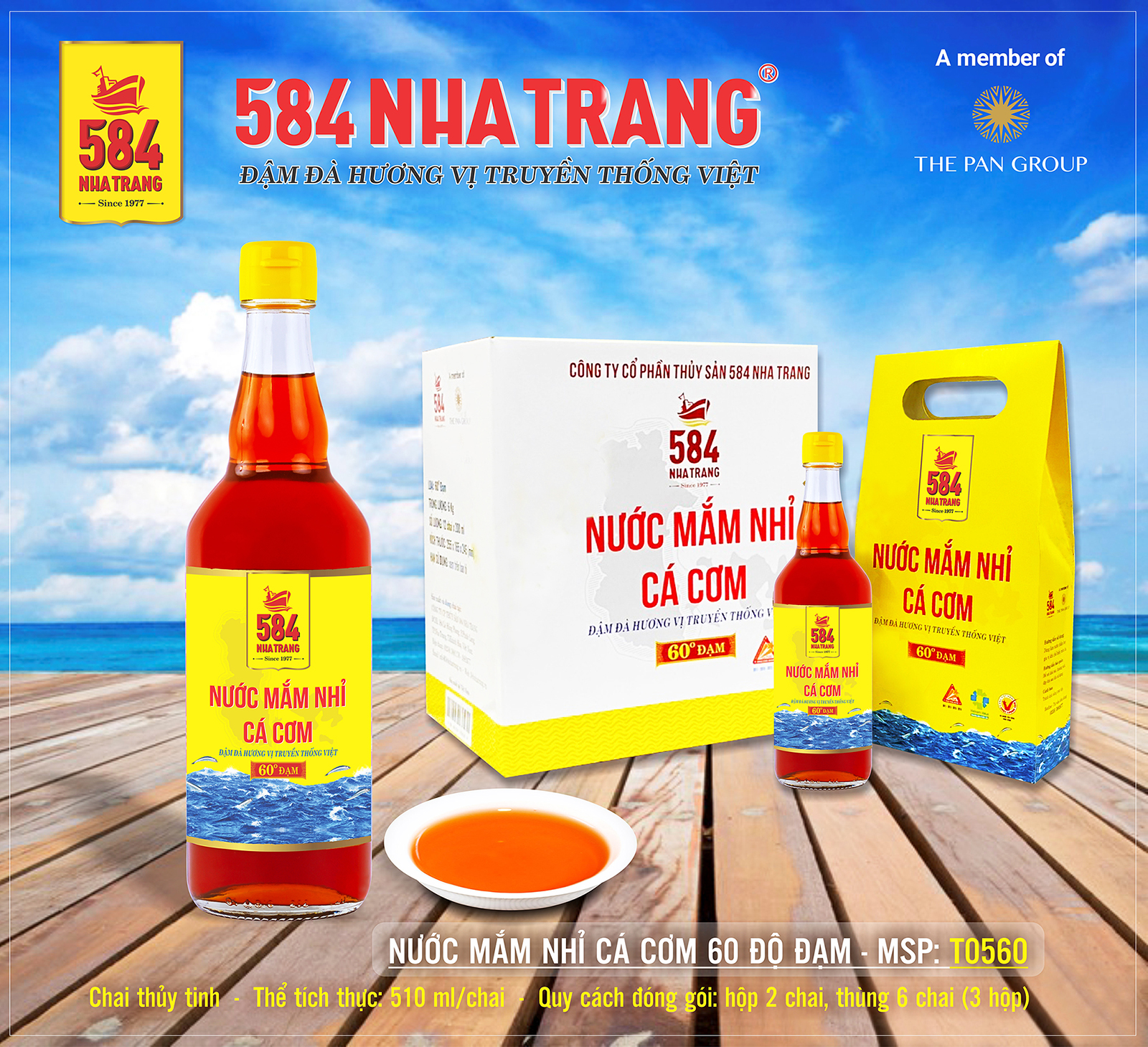 Nước mắm 584 Nha Trang 60 độ đạm - Hộp 2 chai Thủy Tinh (510 ml) T0560-2 - Ảnh 4